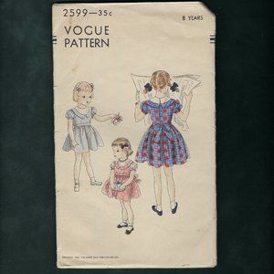 1950 Vogue Girls Dress Pattern Sz 8 YR Yoked Unused